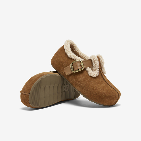 百思图2025冬季新款商场同款勃肯鞋复古加绒休闲女单鞋B9526DM5