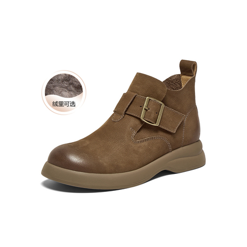 百思图2025冬季新款商场同款休闲靴时尚简约户外女短靴S2263DD5