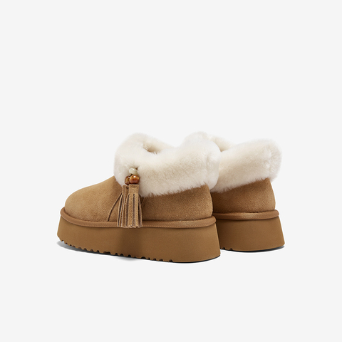 百思图2025冬新款商场同款雪地靴户外休闲加绒保暖女短靴L0282DD5