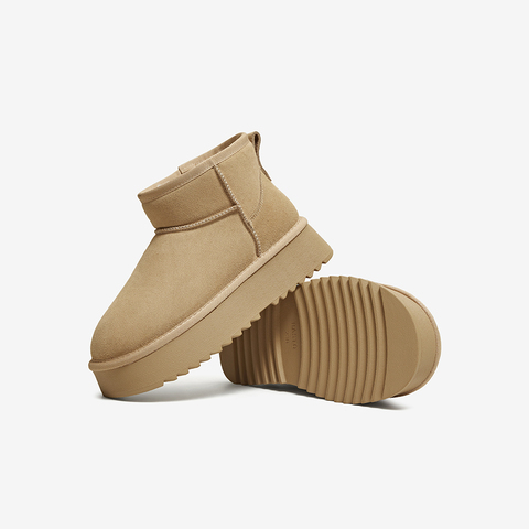 百思图2025冬季新款雪地靴时尚简约户外休闲女短靴DK995DD5