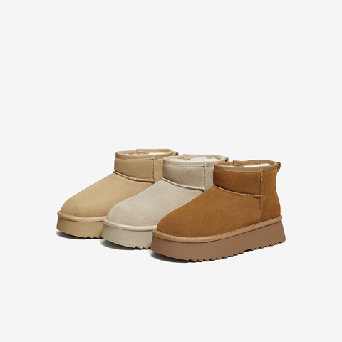 百思图2025冬季新款雪地靴时尚简约户外休闲女短靴DK995DD5