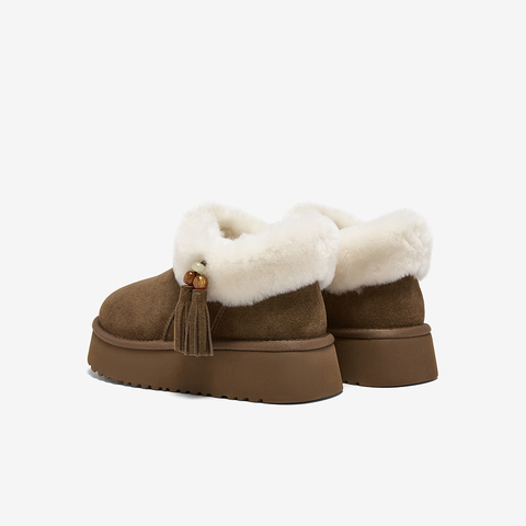 百思图2025冬新款商场同款雪地靴户外休闲加绒保暖女短靴L0282DD5