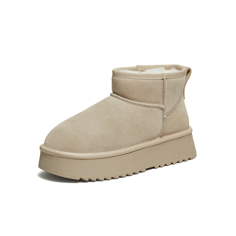 百思图2025冬季新款雪地靴时尚简约户外休闲女短靴DK995DD5
