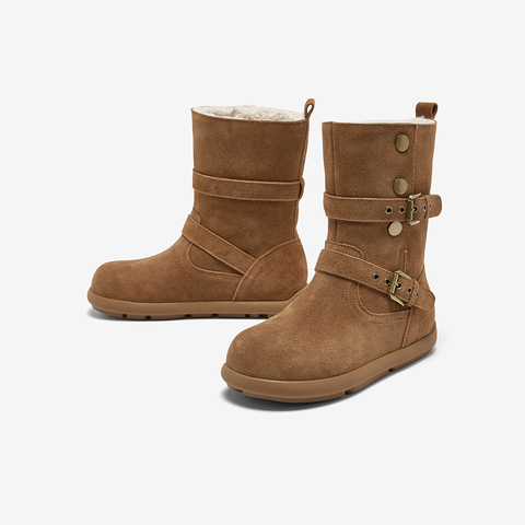 百思图2025冬季新款西部靴简约时尚复古休闲女中靴BP811DZ5