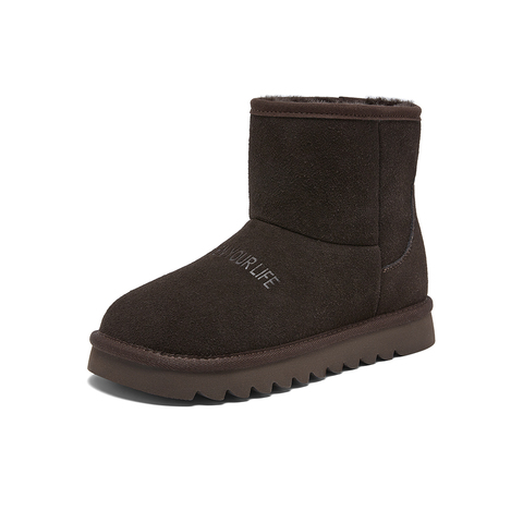 百思图2025冬季新款商场同款雪地靴简约休闲保暖女短靴D6051DD5