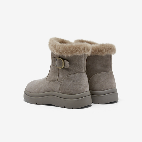 百思图2025冬季新款商场同款雪地靴简约休闲户外女短靴D3970DD5