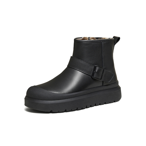 百思图2025冬季新款商场同款雪地靴休闲加绒保暖男短靴FFM10DD5