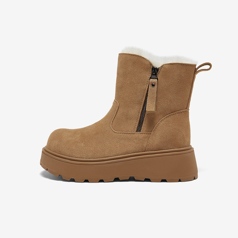 百思图2025冬季新款商场同款雪地靴简约户外休闲女短靴L2522DD5