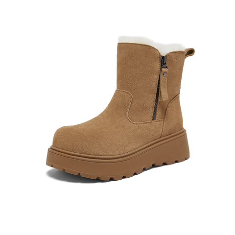 百思图2025冬季新款商场同款雪地靴简约户外休闲女短靴L2522DD5