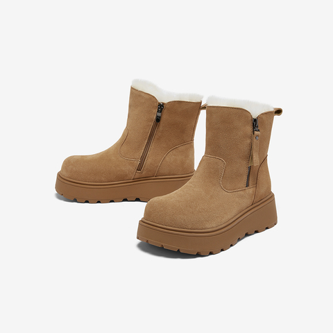 百思图2025冬季新款商场同款雪地靴简约户外休闲女短靴L2522DD5