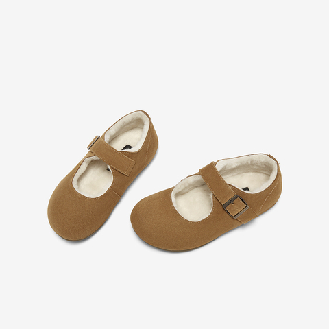 百思图2025冬季新款勃肯鞋时尚复古休闲加绒女单鞋J9516DQ5