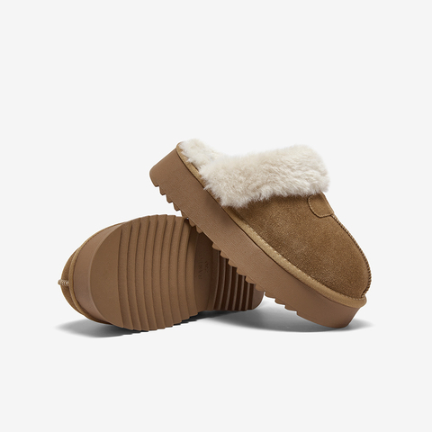 百思图2025冬季新款毛毛鞋时尚休闲加绒保暖女拖鞋DK805DH5