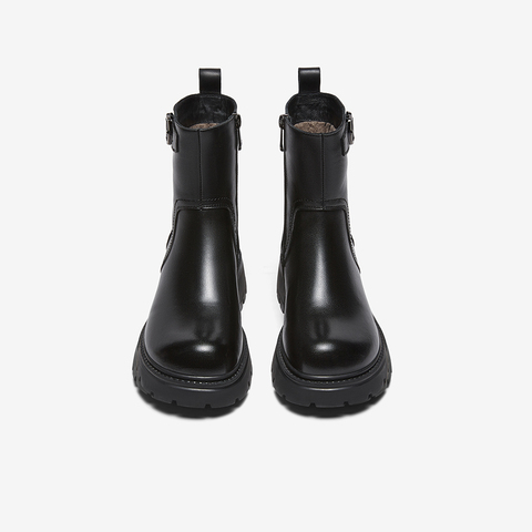 百思图2025冬季新款商场同款休闲靴简约加绒保暖女短靴H1882DZ5