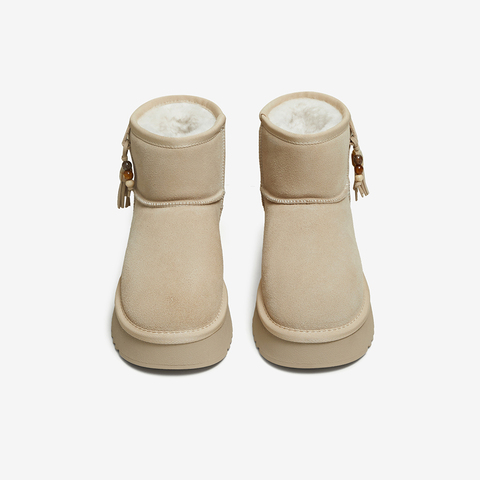 百思图2025冬季新款雪地靴时尚简约户外休闲女短靴DK351DD5