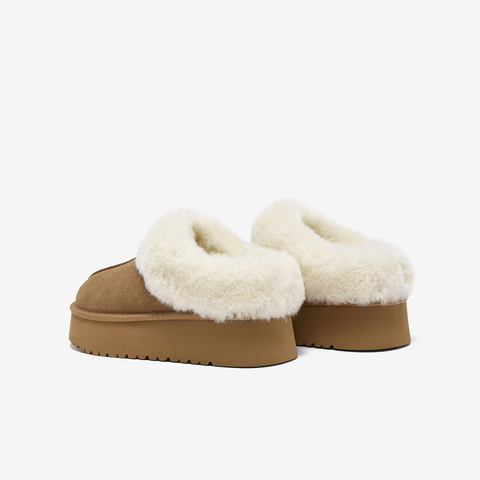 百思图2025冬季新款毛毛鞋时尚简约户外加绒女拖鞋N8138DH5