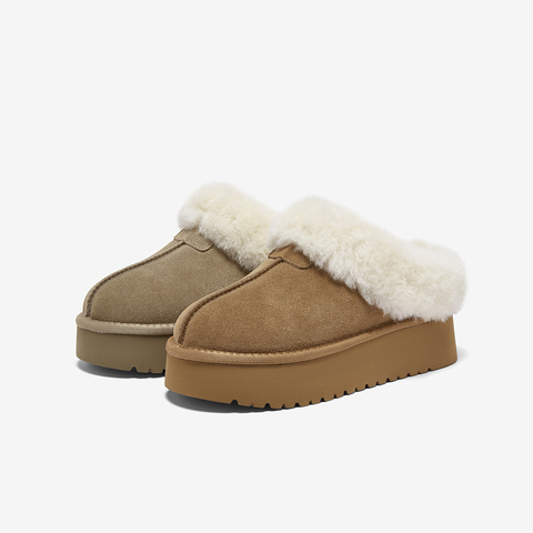 百思图2025冬季新款毛毛鞋时尚简约户外加绒女拖鞋N8138DH5