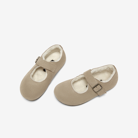 百思图2025冬季新款勃肯鞋时尚复古休闲加绒女单鞋J9516DQ5