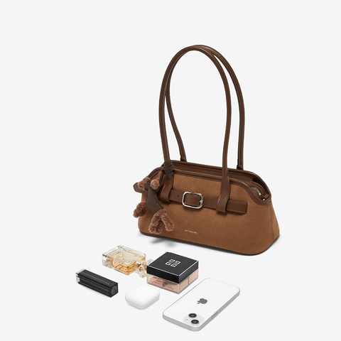 百思图2025冬季新款商场同款波士顿包时尚潮流斜挎包女JA279DX5