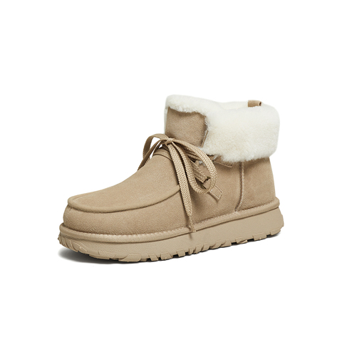 百思图2025冬季新款雪地靴时尚简约户外休闲保暖男短靴25005DD5