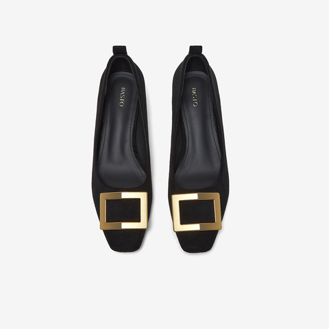 百思图2026春季新款织物女鞋时尚简约通勤粗跟方头女单鞋B5288AQ6