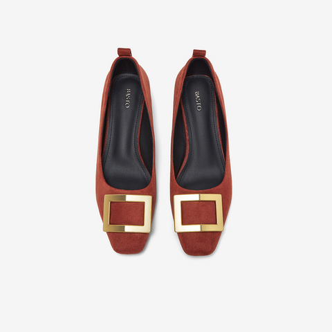 百思图2026春季新款织物女鞋时尚简约通勤粗跟方头女单鞋B5288AQ6