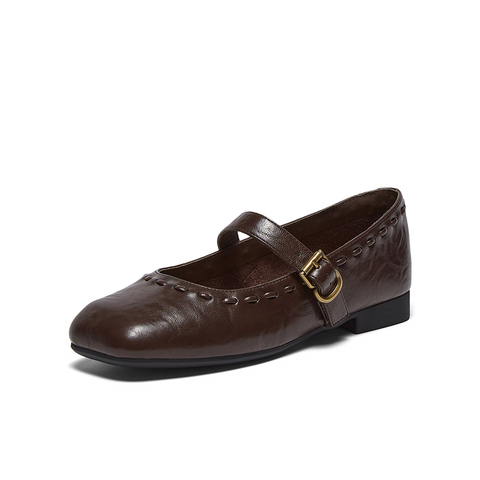 百思图2026春季新款玛丽珍鞋简约复古通勤方头女单鞋F0111AQ6