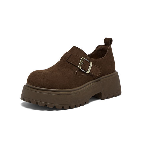 百思图2025春季新款勃肯鞋时尚复古粗跟女单鞋D3727AM6