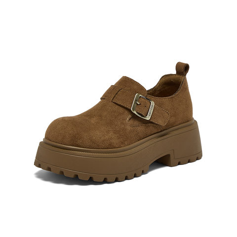 百思图2025春季新款勃肯鞋时尚复古粗跟女单鞋D3727AM6