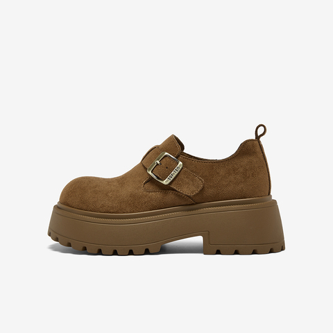 百思图2025春季新款勃肯鞋时尚复古粗跟女单鞋D3727AM6