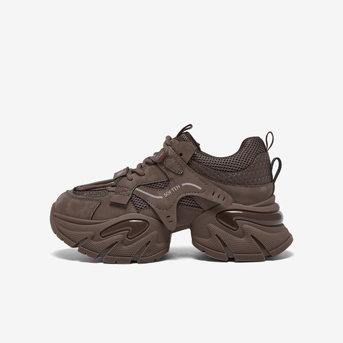 百思图2026春季新款老爹鞋时尚潮流运动厚底增高女休闲鞋G8897AM6