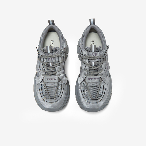 百思图2026春季新款老爹鞋时尚潮流运动厚底增高女休闲鞋G8897AM6