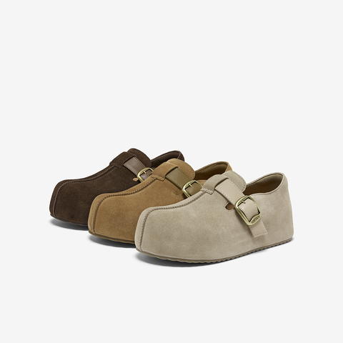 百思图2026春季新款勃肯鞋时尚简约复古休闲女单鞋E7333AM6