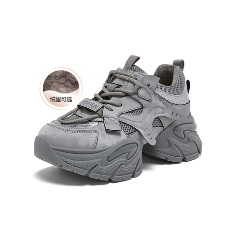 百思图2026春季新款老爹鞋时尚潮流运动厚底增高女休闲鞋G8897AM6