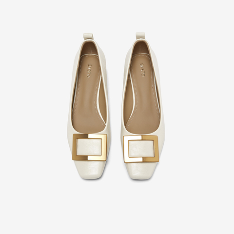 百思图2026春季新款织物女鞋时尚简约通勤粗跟方头女单鞋B5288AQ6