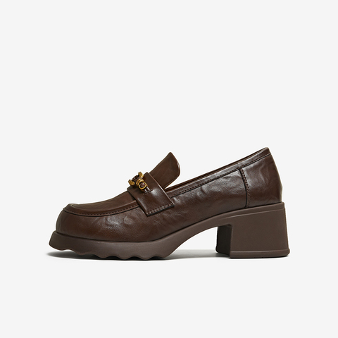 百思图2026春季新款商场同款乐福鞋时尚潮流粗跟女单鞋BV710AA6