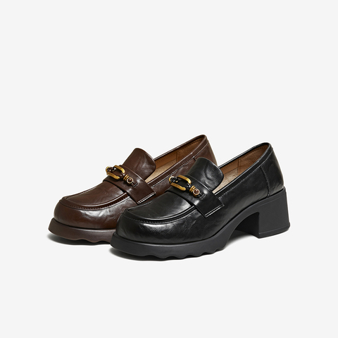 百思图2026春季新款商场同款乐福鞋时尚潮流粗跟女单鞋BV710AA6