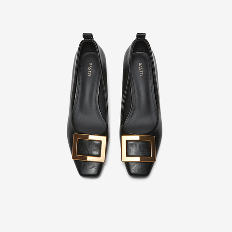 百思图2026春季新款织物女鞋时尚简约通勤粗跟方头女单鞋B5288AQ6