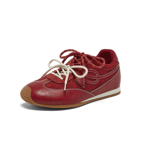 百思图2026春季新款商场同款德训鞋时尚复古女运动休闲鞋D3858AM6