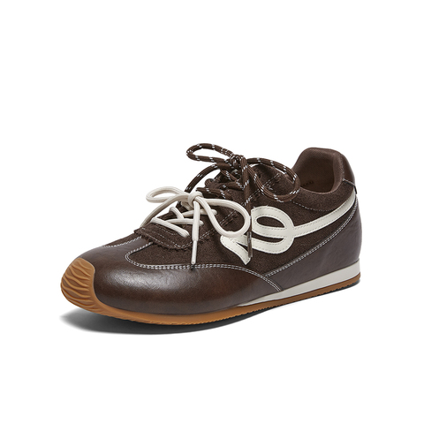 百思图2026春季新款商场同款德训鞋时尚复古女运动休闲鞋D3858AM6