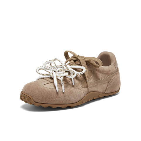 百思图2026春季新款德训鞋时尚复古街头运动女休闲鞋D3798AM6