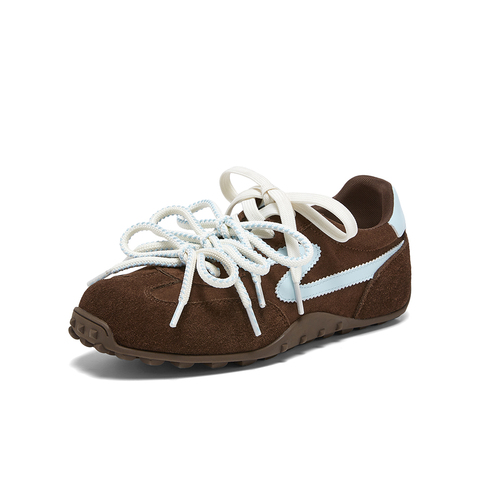 百思图2026春季新款德训鞋时尚复古街头运动女休闲鞋D3798AM6