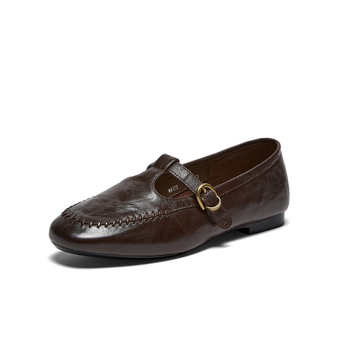 百思图2026春季新款乐福鞋简约时尚通勤方跟女单鞋WW173AA6