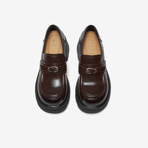 百思图2026春季新款商场同款乐福鞋简约学院风女单鞋CV339AA6