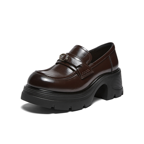 百思图2026春季新款商场同款乐福鞋简约学院风女单鞋CV339AA6