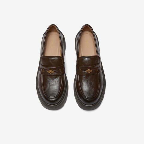 百思图2026春季新款乐福鞋简约复古学院风女单鞋UXV08AA6