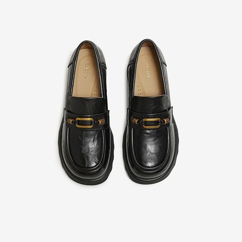 百思图2026春季新款商场同款乐福鞋时尚潮流粗跟女单鞋BV710AA6