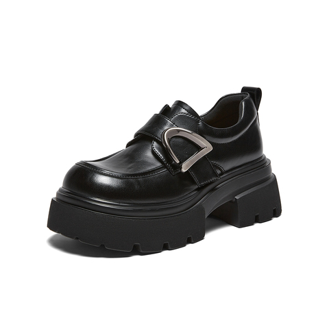 百思图2026春季新款商场同款乐福鞋简约学院风女单鞋W0671AM6