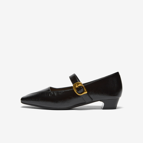 百思图2026春季新款玛丽珍鞋简约复古方头粗跟女单鞋F3516AQ6