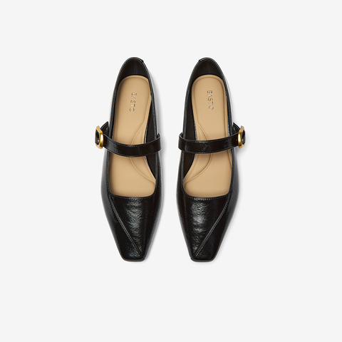 百思图2026春季新款玛丽珍鞋简约复古方头粗跟女单鞋F3516AQ6