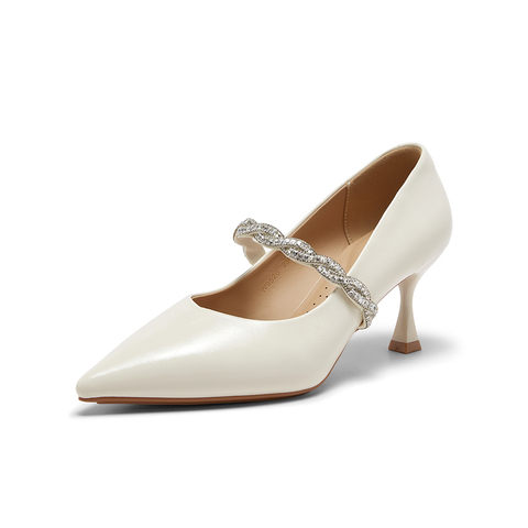 百思图2026春季新款商场同款时尚复古细高跟女单鞋W9520AQ6